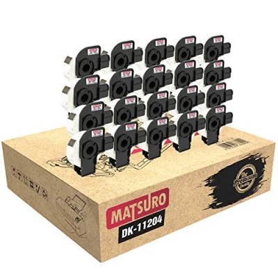 Image of Matsuro Original Compatible Label Rolls Replacement for Brother P Touch DK 11204 DK11204 (17 mm x 54 400 Labels per Roll 20 Pack)