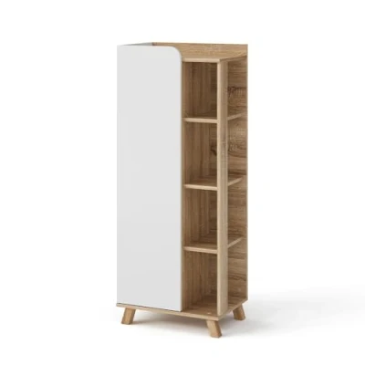 Image of Vicco Midi cabinet Karen, Sonoma/White, 50 x 128 cm with door and open compartments