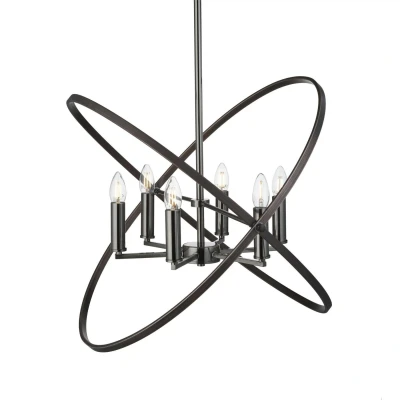 Image of Hoopla 6 Light Pendant Pewter, Black, E14