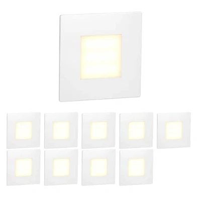 Image of ledscom.de 10 LED Staircase Light/recessed Wall Light FEX for Indoors and Outdoors, Angular, 85 x 85mm, Warm White