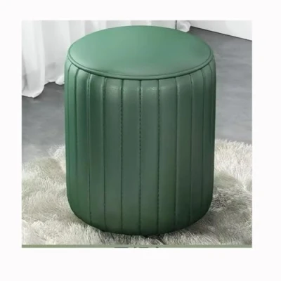 Image of XGANGM 45cm Round Velvet Ottoman Stool Cover Slipcover Stretch Pouffe Small Footstool Protector Storage Chair Washable,dark green