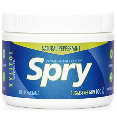 Image of Spry Xylitol Gum, Natural Peppermint, 100 Count Great Tasting Chewing Gum That is Aspartame Free, Promotes Oral Health, and Fights Bad Breath