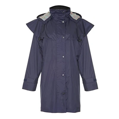 Image of Ladies Country Estate Windsor Waterproof Fabric Lined Riding Coat Navy 10