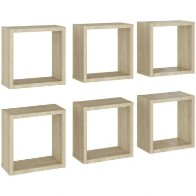 Image of vidaXL Wall Cube Shelves 6 pcs Sonoma Oak 30x15x30 cm