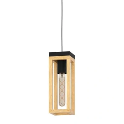Image of EGLO Nafferton pendant light, wood, one bulb