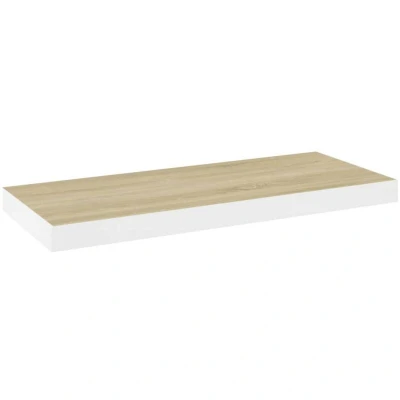 Image of vidaXL Floating Wall Shelf Oak and White 60x23.5x3.8 cm MDF