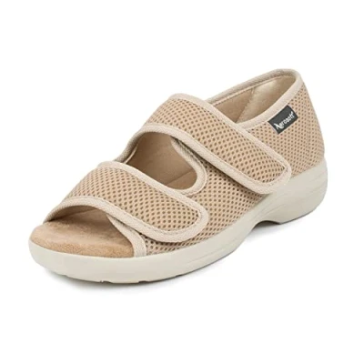 Image of Aerosoft Rehab Sandal Stretch 06, for Men and Women, Pressure Free, Anti Slip, Swollen feet (Beige, UK_Footwear_Size_System, Adult, Numeric, Medium, Numeric_6)