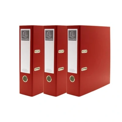 Image of Exacompta A4 Lever Arch File, 75mm, Office Ring Binder, Assorted, Pack of 3 in Red, Stationery Folders for Paperwork and Document Organisation 227/0008Z