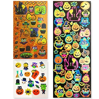 Image of AKH® Halloween Stickers Pack of 120 Per Spooky Trick or Treat Party Bag Fillers Craft for Kids