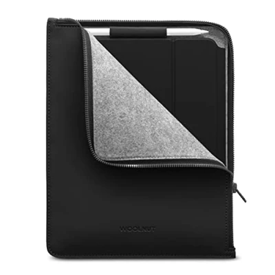 Image of WOOLNUT Matte PU Folio Cover case for iPad Pro 11 inch &amp; Air Pencil holder Black Compatible with 10.9 and 6th generation