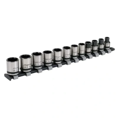 Image of Sealey Premier Socket Set 12pc 3/8&quot;Sq Drive Lock On™ 6pt Metric Black Series