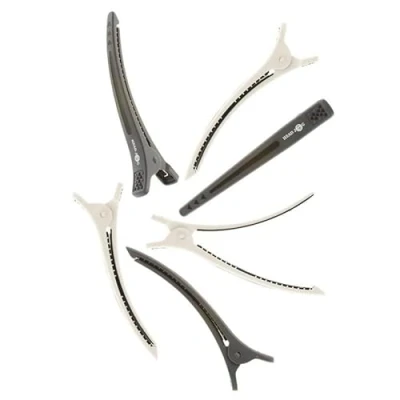 Image of Head Jog Grip Klipz Sectioning Clips. Professional Non Slip &amp; Strong Rubberised Plastic Hairdressing Clip Set For Sectioning, Styling Cutting. Suitable All Hair Types (6 Pack Grey White)