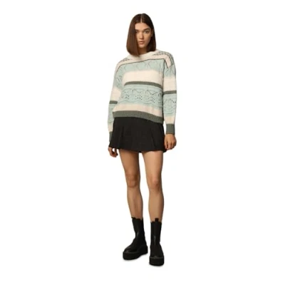 Image of ONLY Women&#039;s Onladina Life L/S KNT Noos Jumper Sweater, Silt Green/Pattern:Cloud Dancer/Sea Spray/Bich, S