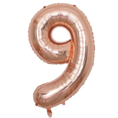 Image of Rose Gold Number 9 Large Helium Foil Balloon Birthday Party Wedding Anniversary Decoration 101cm
