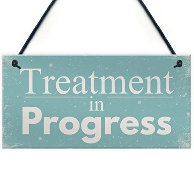 Image of RED OCEAN Treatment In Progress Hanging Plaque Door Functional Sign For Home Beauty Salon Gift