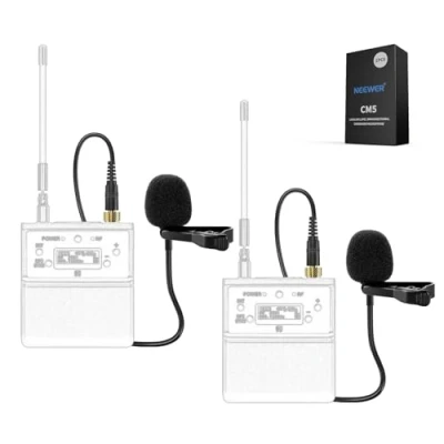 Image of NEEWER Lapel Lavalier Microphone (2 Pack), Wired Clip On Omnidirectional Condenser Lav Mic Compatible with Rode Wireless GO II DJI Transmitter for Stage YouTube Video Live Stream, CM5