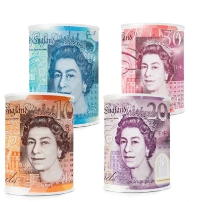 Image of LUMOUS ROLA 4PCS Money TIN BOX Sterling Bank Note Piggy Bank, Coin Tin, Cash Savings Can, Birthday Money, Holiday &amp; Christmas Fund (4pcs small)