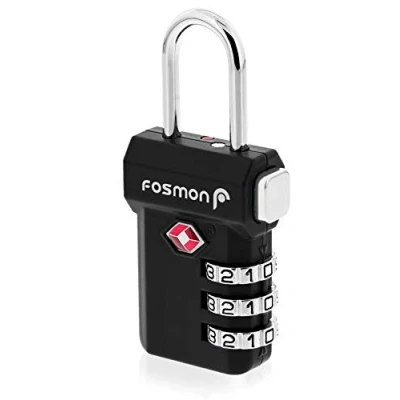 Image of Fosmon TSA Accepted Luggage Locks, (1 Pack) Open Alert Indicator 3 Digit Combination Padlock Codes with Alloy Body and Release Button for Travel Bag, Suit Case &amp; Black