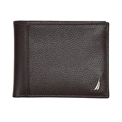Image of Nautica Classic J Class Leather Bifold Wallet, Brown, Taglia unica