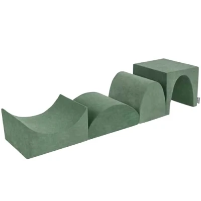 Image of KiddyMoon PPZV 234 Foam Playground Sand Beige VELVET Hill/Tunnel/Ramp L/Haftshaft L, Forest Green,Multi Size