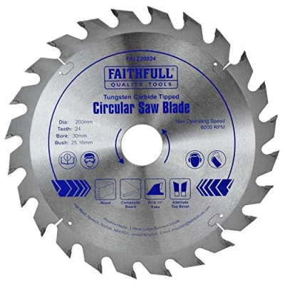 Image of Faithfull FAIZ20024 TCT Circular Saw Blade 200 mm x 30 24 Teeth, Silver, Gray