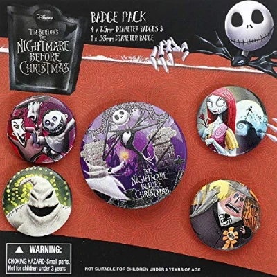 Image of Pyramid International BP80585 Nightmare Before Christmas Characters Badge, Multi Colour, 10 x 12.5 1.3 cm, Living Room
