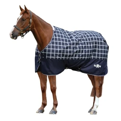 Image of Saxon Defiant 600D Standard Neck Lite Horse Rug, Navy Plaid, 5&#039;9