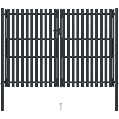 Image of vidaXL Double Door Fence Gate Steel 306x250 cm Anthracite