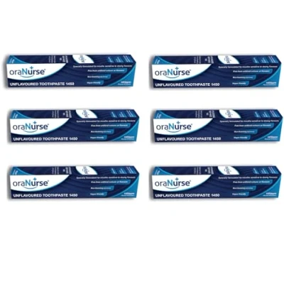 Image of Oranurse Unflavoured Toothpaste 6 Pack for Kids and Adults Non Flavoured with 1450ppm Fluoride Sensitive Mouths Foaming SLS Free 50ml