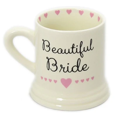 Image of Boxed Ceramic Heart Wedding Favour Gift Mug Beautiful Bride