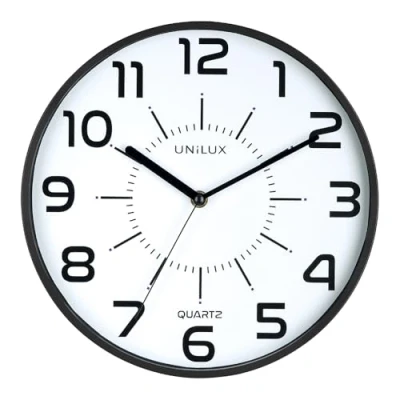 Image of Unilux Pop Wall Clock Quartz System, Silent Ticking, Black