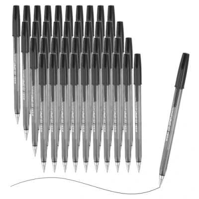 Image of M&amp;G Ballpoint Pen 0.7mm, 40pcs Retractable Fine Point Black Ink Click Ball Writing Supplies for Journaling Home Office Classroom, Clear