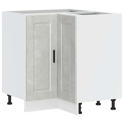 Image of vidaXL Porto Concrete Grey Corner Kitchen Cabinet Engineered Wood Base Storage Unit, Adjustable Feet, Modern Style, 75.5x75.5x81.5 cm
