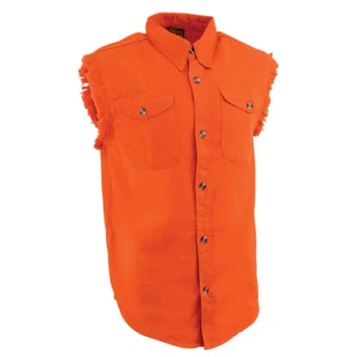 Image of Milwaukee Leather Men&#039;s DM1003 Orange Sleeveless Denim Shirt, 4XL
