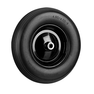 Image of Relaxdays Set of 4 Wheelbarrow Wheels 4.80 4.00 8, Solid Rubber, Steel Rim, Spare Tire, 100kg Capacity, Black