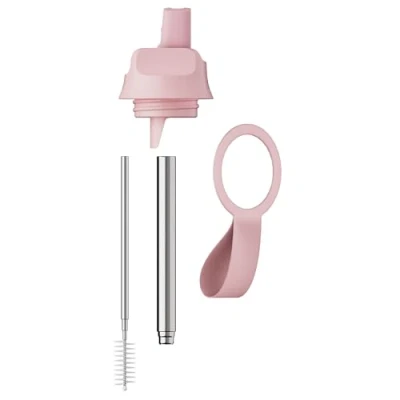 Image of Chilly&#039;s Series 2 Sports Flip Lid with Telescopic Straw and Nylon Carry Loop Easy Lid, Cleaning Brush Included Accessory Water Bottles Blush Pink