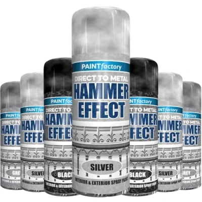 Image of AlezyB 1 x Hammered Effect Silver Spray Paint 400ml, Use for Interior &amp; Exterior Aerosol Metal Wood and Plastic