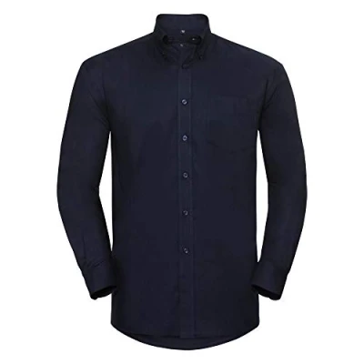 Image of Russell Athletic Collection Mens Long Sleeve Easy Care Oxford Shirt (Bright Navy) Multicolour Size 17.5 inch