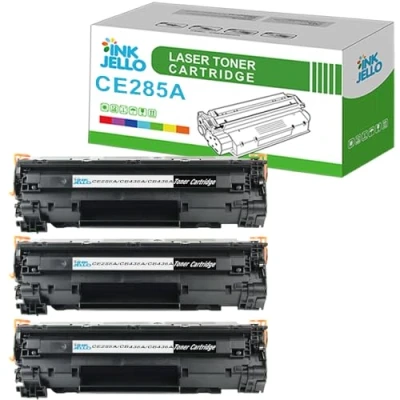 Image of InkJello Toner Cartridge For Printer, Compatibile with Canon i SENSYS LBP 6000 6000B 6020 6020B 6030 6030B 6030w MF 3010 CE285A CRG 725 (Black, 3 Pack)
