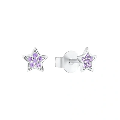 Image of s.Oliver 925 sterling silver girls&#039; children earrings, with zirconia synth, 0.5 cm, silver, star, comes in jewelry gift box, 2036825