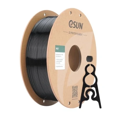 Image of eSUN PET Filament 1.75mm, High Toughness Filament, 1KG Spool (2.2 LBS) 3D Printing for Printers,Black