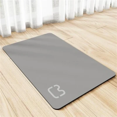 Image of Pet Feeding Mat Dog Placemat Absorbent For Food And Water Bowl No Stains Quick Dry Dispenser Accessories Supplies Messy Drinkers (50x80cm,Light Grey)
