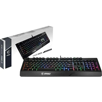 Image of MSI VIGOR GK20 RGB Gaming keyboard &#039; UK Layout, Membrane switches, Rainbow lighting effect, Ergonomic keycaps, Hotkeys for media and control, water repellent design&#039;