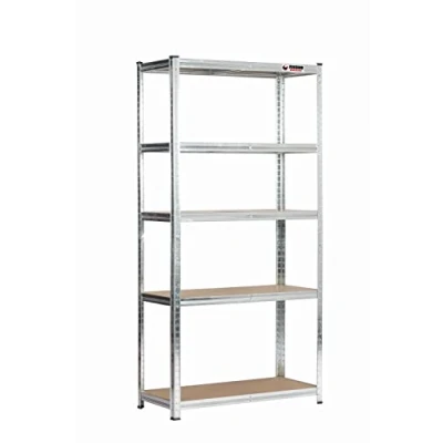 Image of Rhino Racking 4 Bays 5 Tier Heavy Duty Industrial Storage Shelves Galvanised 180x90x40cm