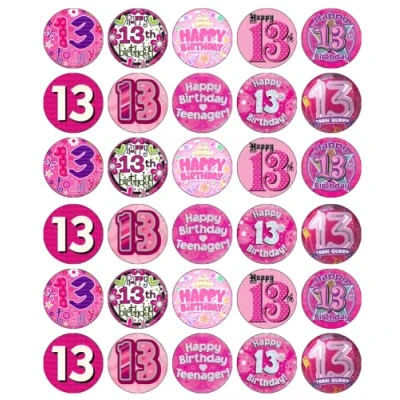 Image of Ronnies Bakery Company 30 13th Birthday Girl Cupcake Toppers Edible Wafer Paper Fairy Cake Cakes