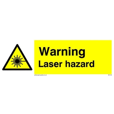 Image of Pack of five Warning Laser Hazard Sign 150x50mm L15