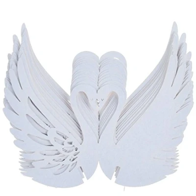 Image of Approx.50pcs Wedding Table Wine Glass Place Name Cards Swan Shape (White)