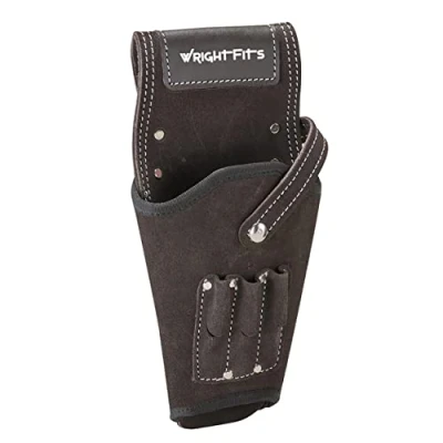 Image of WrightFits Leather Drill Holster Double Nail and Hammer Holder Multi Pockets Tool Work Pouch Organiser &amp; Belt For Builders, Carpenters, Gardeners, Electricians (Drill Holster)