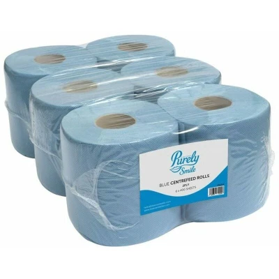 Image of Purely Smile Centrefeed Roll 2Ply Blue (Pack 6) PS1214