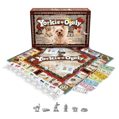 Image of Yorkie Opoly Property Trading Board Game Family Time Games For Adults and Children, 2 To 6 Players, Strategy Fun Ages 8 Up A Decide Who Is Top Dog